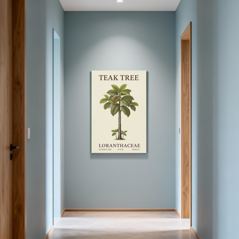 Plants &Flowers Teak Tree Botanical Illustration Print, 30" H x 20" W