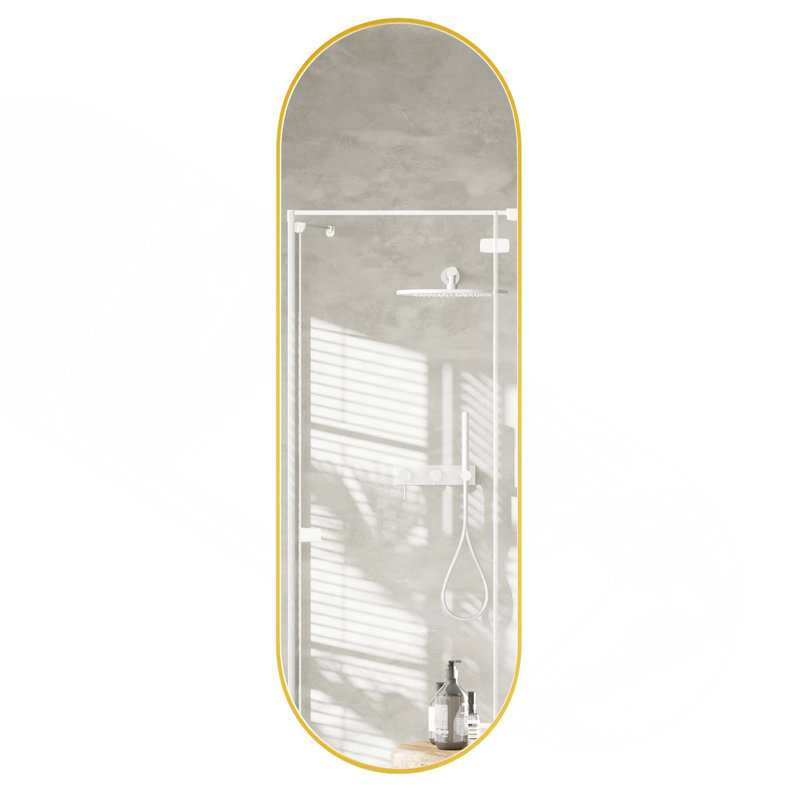 Oval Rust-Proof Aluminum Alloy Frame Full-Length HD Reflection Mirror With MDF Backboard For Bedroom Bathroom Entryway, Gold
