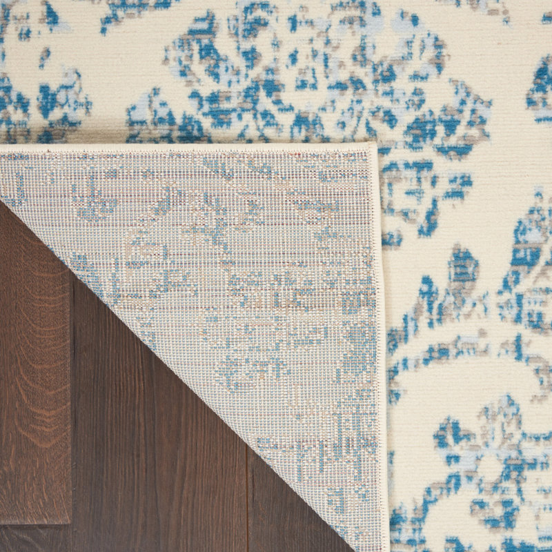 Tapis ivoire / bleu Yurig, Rectangle 6 pi x 9 pi