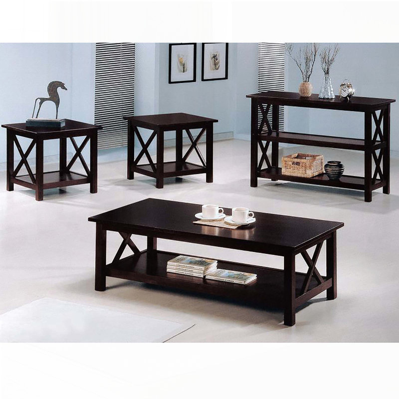 Ensemble de tables d'appoint 3 pièces Merlot foncé