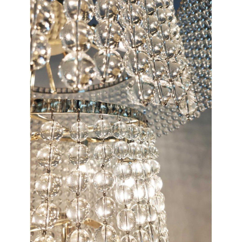 6 - Light Stainless Steel Pendant Chandelier, Brushed Nickel, 60" H x 60" W x 60" D, Smoke