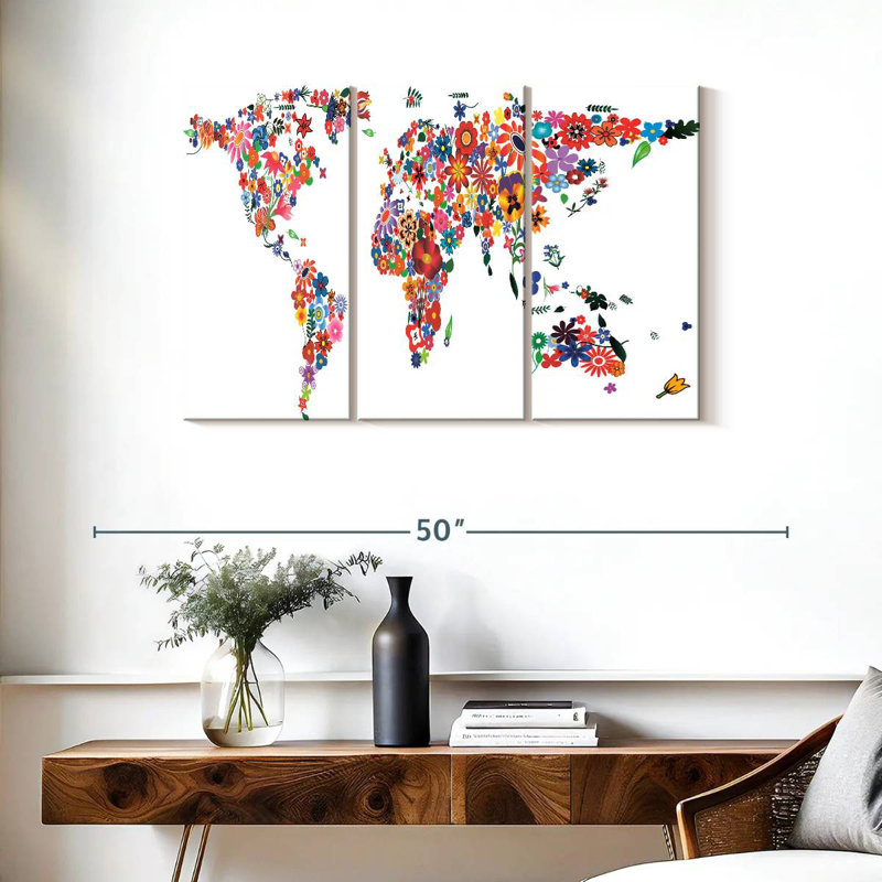 Carte du monde des fleurs Harnek, H 24 po x l 38 po