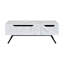 Table basse Throm blanche avec faux grain de marbre et plateau relevable
