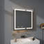 Pharmacie éclairée 36 "x 36" avec miroir, encastré ou en surface, porte gauche / droite, anti-buée, horloge, prise et USB