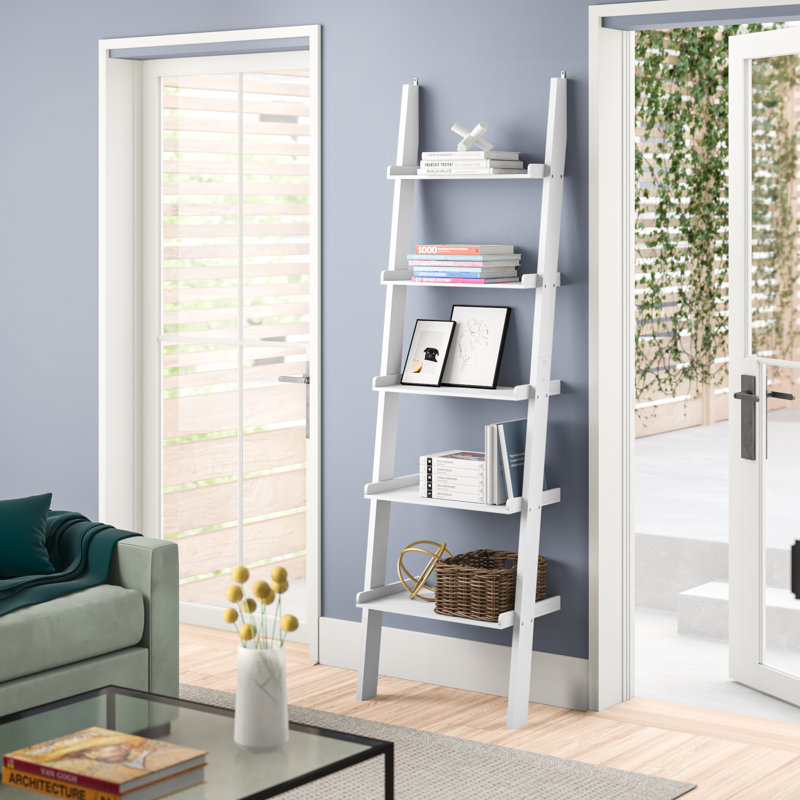 Ira 5-Tier Ladder Shelf Bookcase Unit, White