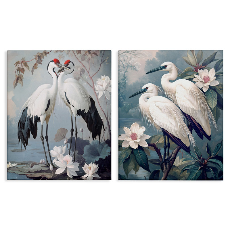 Ensemble de 2 toiles Shore Line Magic Birds, design par Steve Hunziker, H 20 po x l 16 po