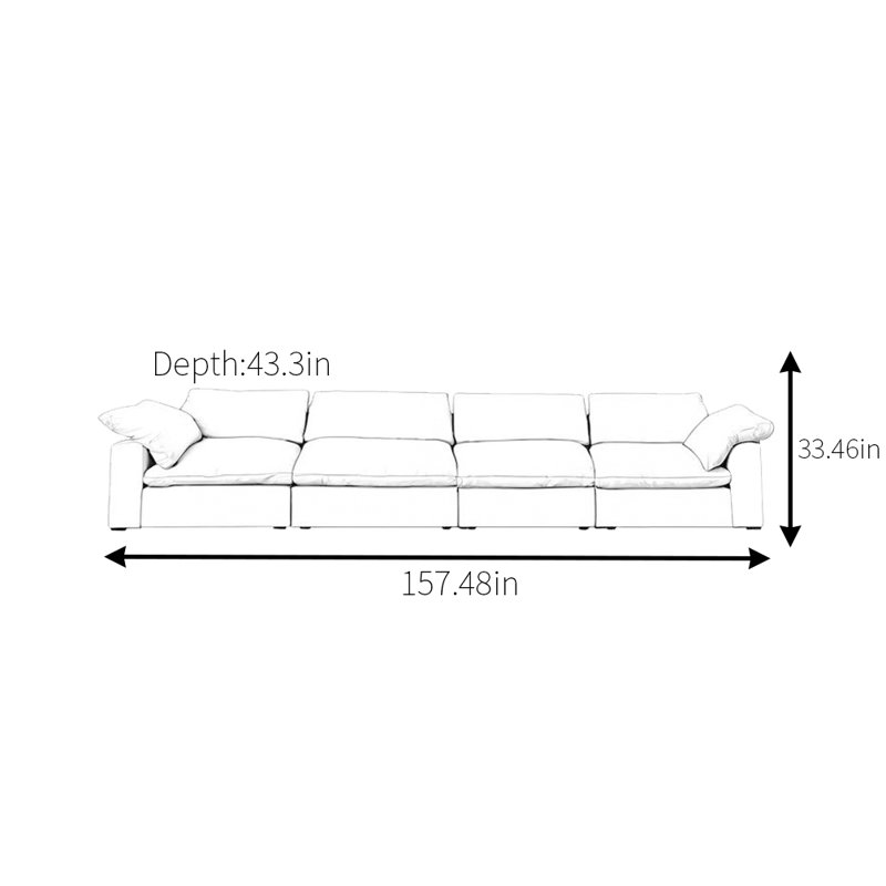 Canapé en lin à plumes de coton, H 33,46 po x l 157,43 po x P 43,3 po, 4