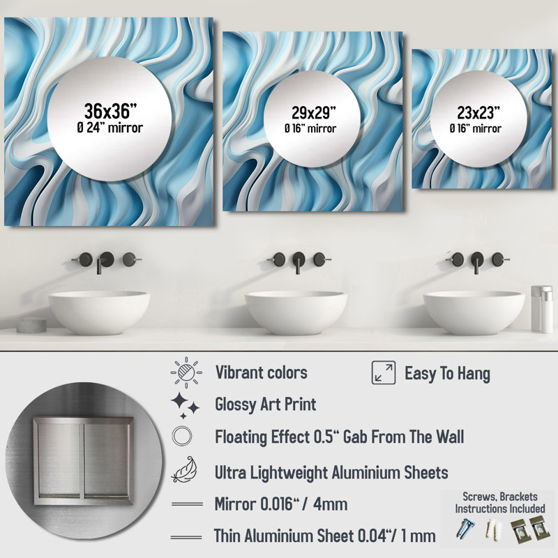 Enzi - Miroir carré abstrait mural pour chambre à coucher, 29 po x 29 po
