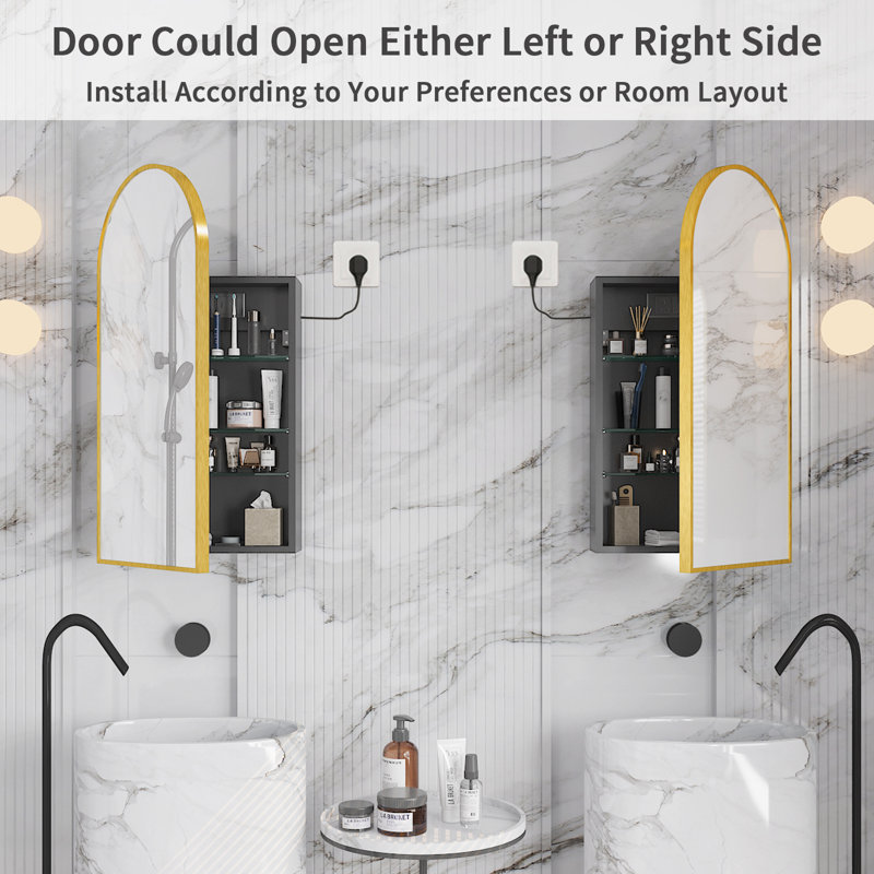 Mevser Metal Arch Mirror, Gold, 34.3" x 19.7"
