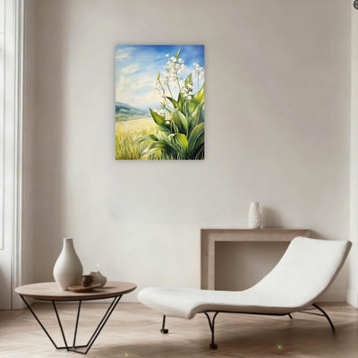 Serene Lily Of The Valley Field Unframed Canvas Wall Art 24" X 36"