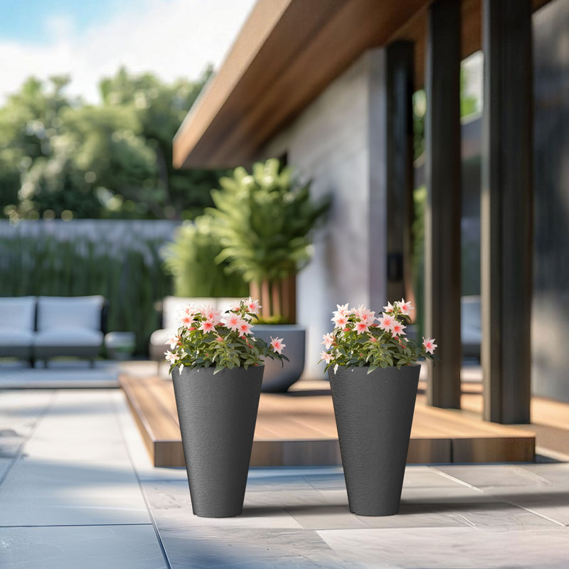 Aftina Pot Planter, 23" H x 13.7" W x 13.7" D, Black