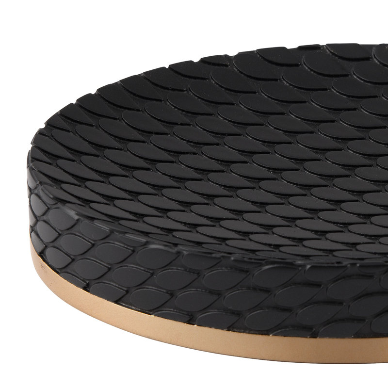 Amal Black and Gold Textured Resin Soap Dish