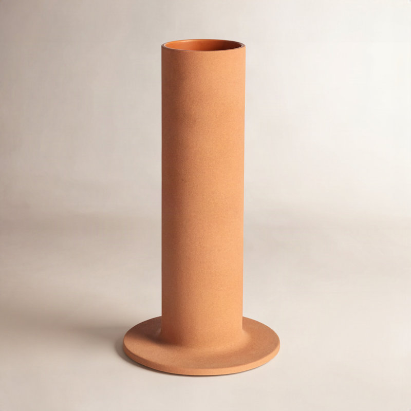 Flange Ceramic Table Vase, 12" H x 6" W x 6" D, Terracotta
