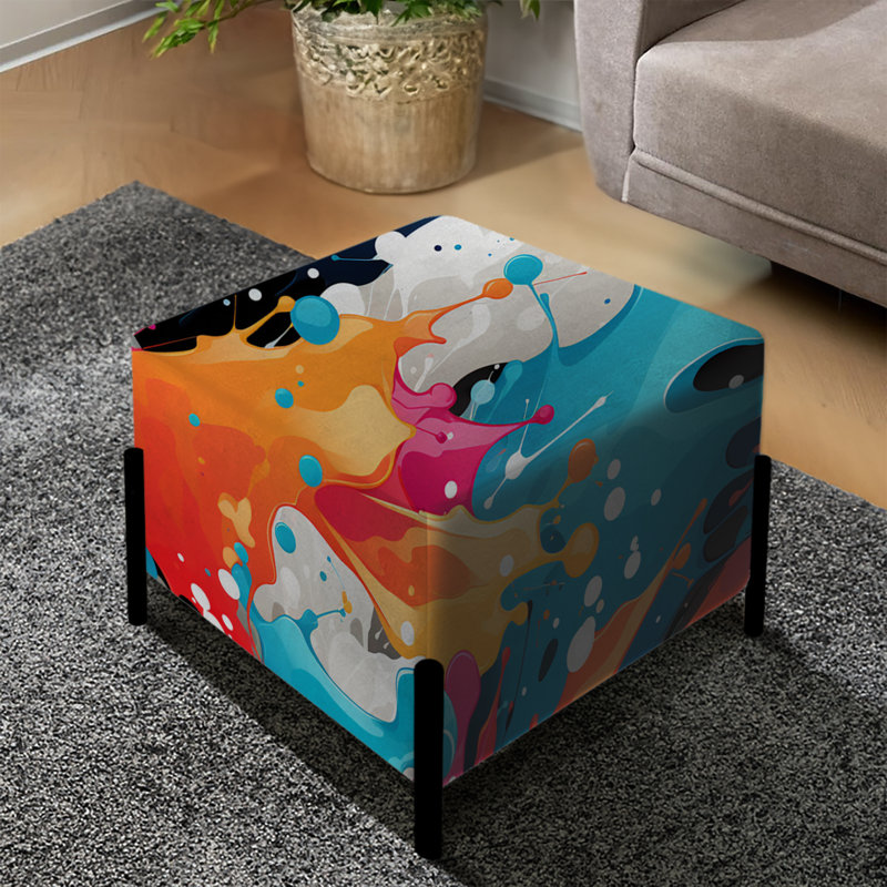 Artistic Paint Splash Dance - Abstract Square Ottoman