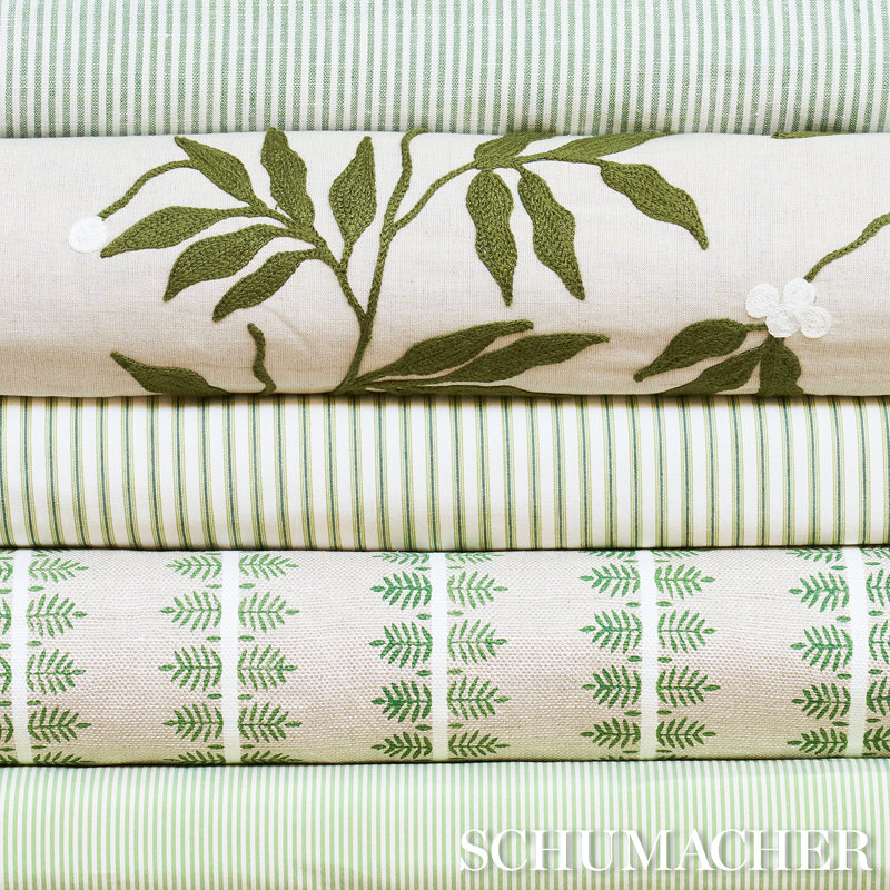 Tissu rayé en soie Charee, Vert