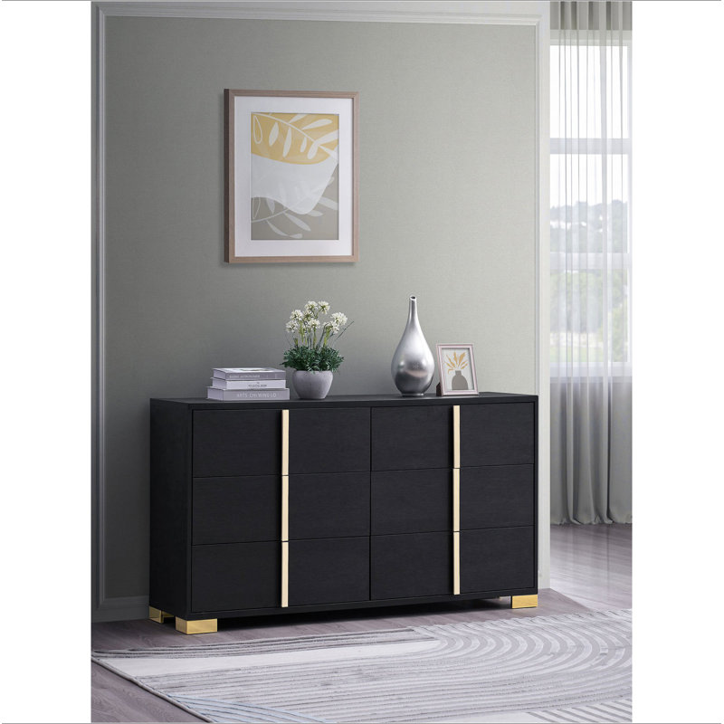 Commode 6 tiroirs Medici, Noir