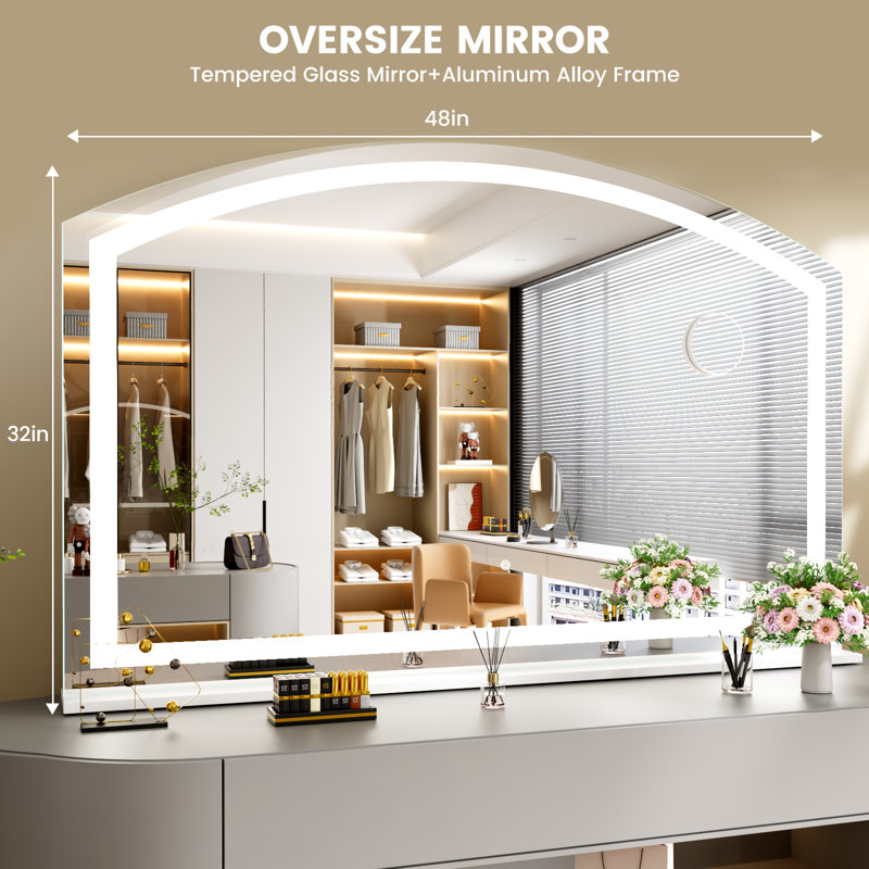 Lighted Makeup Mirror, Hollywood Vanity Mirror with Lights, 32" x 48"