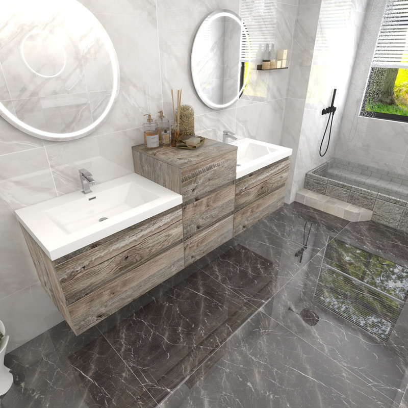 Ensemble de meuble-lavabo mural double 67 po Moreno Bailey