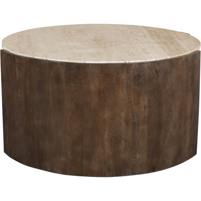 Solstice Travertine And Mango Wood Coffee Table