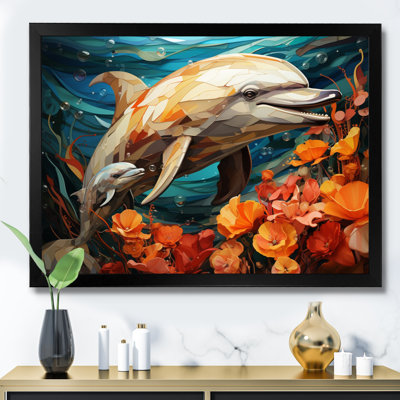 Dolphin Marine Symphony Geometric  Dolphin Wall Art