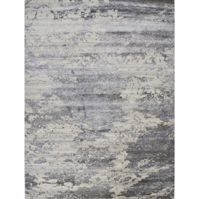 Abstract Area Rug in Silver