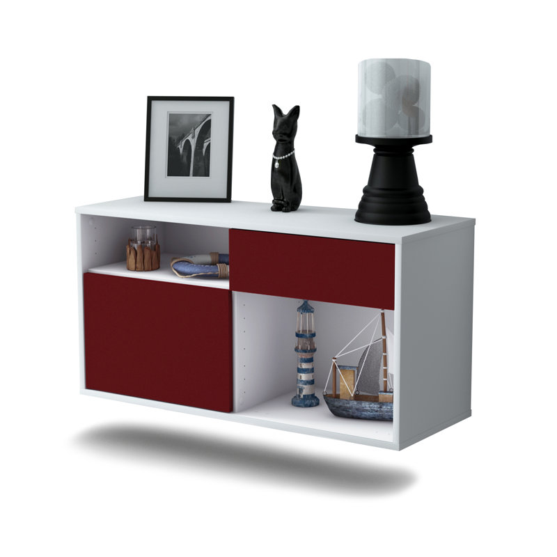 Matthieu Unfinished Floating TV Stand, Red