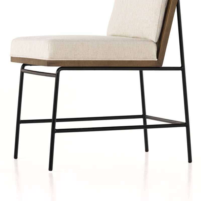 Crete Polyester Blend Upholstered Side Chair, Savile Flax/Amber Oak