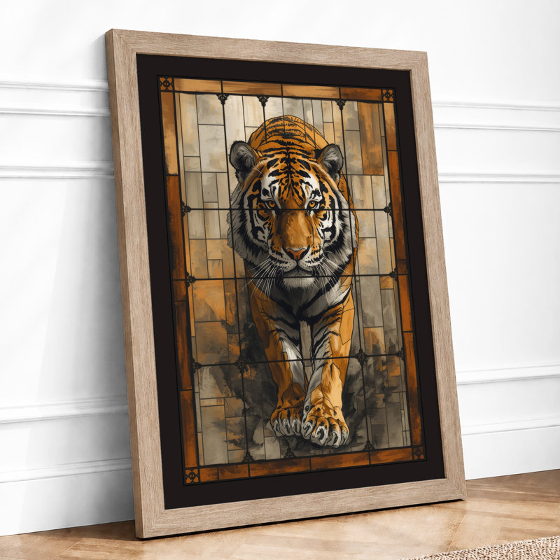 Tiger In Geometry Modern - Print, A1 - 84.1 x 59.4 cm, Oak