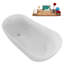 Baignoire autoportante en acrylique 59 ", plateau en bambou, drain Streamline-103682484