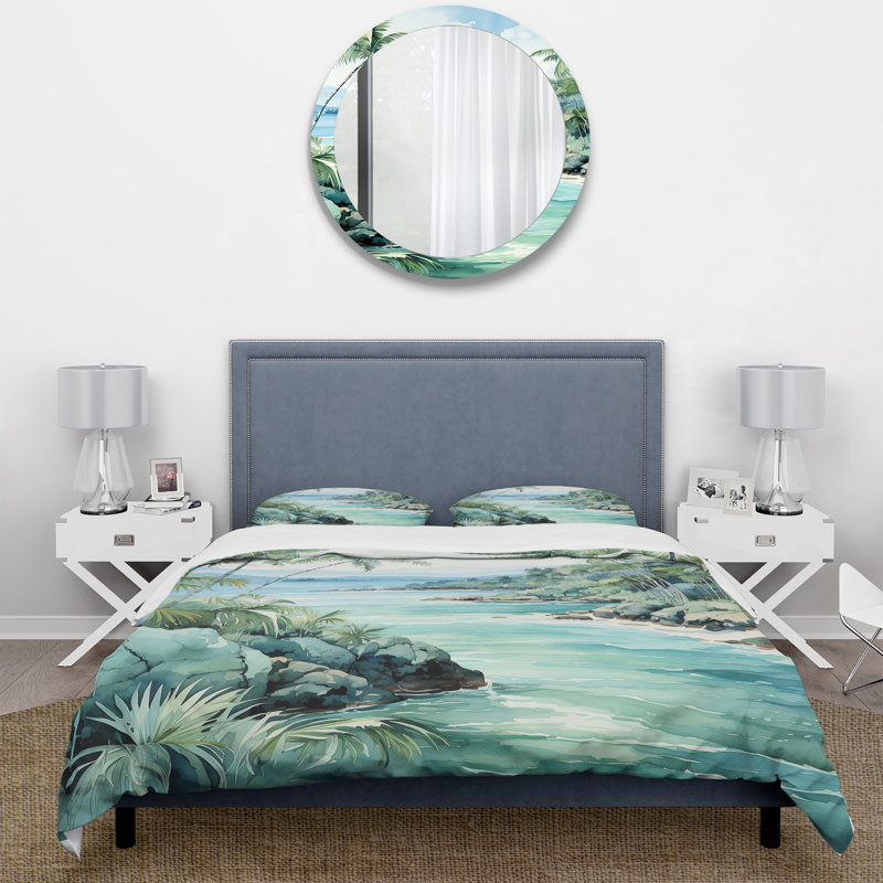 Ensemble de housse de couette Tropical Beach Escape 1 - Coastal Tropical, Housse de couette pour très grand lit et 2 très 