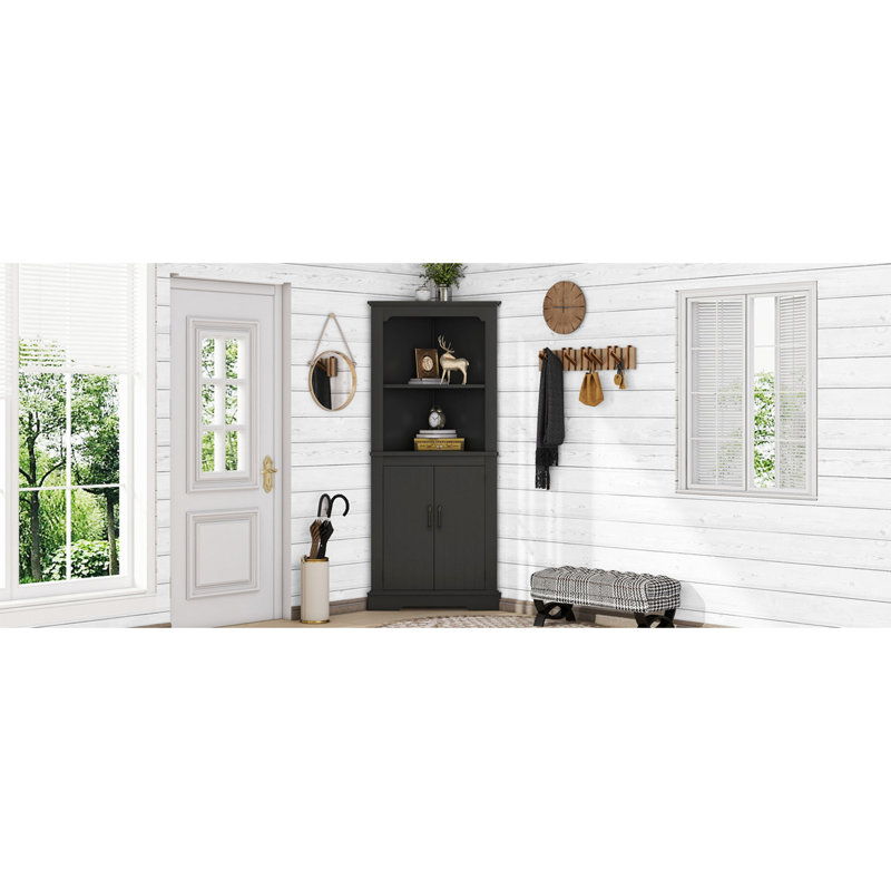 Corner Storage Cabinet, Black