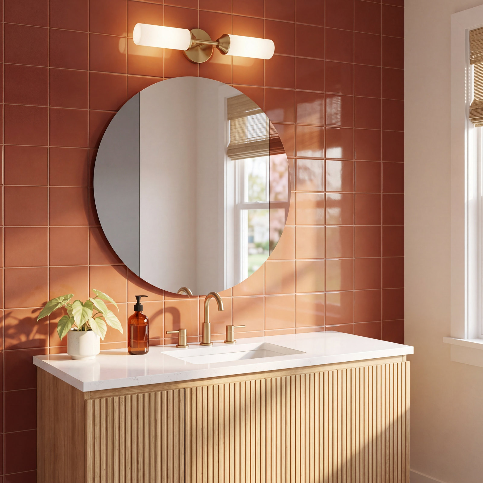 Namaste Flat Mirror, 29.5" x 29.5", Rose Gold, Smoke