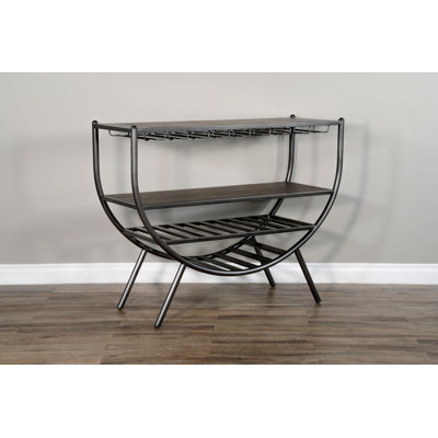 Bridgecliff 12 Bottle Floor Wine Bottle & Glass Rack Black