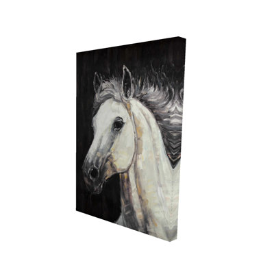 White Star Horse  Western Black Canvas Home Decor Art