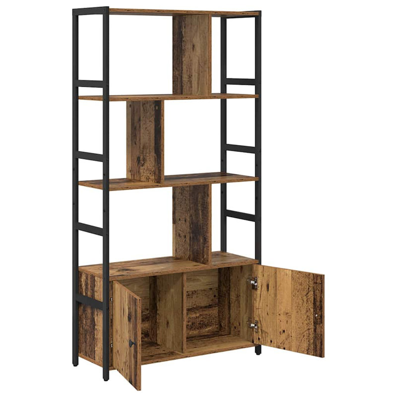Bookshelf Engineered Wood Freestanding Tiered Home Shelving Living Room, Brown, (4 Shelves) 155.5cm H x 80cm W x 30cm D