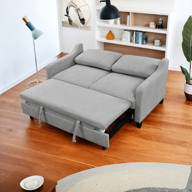 Canapé-lit ferme convertible 3 en 1 Zaryab, Polyester gris clair