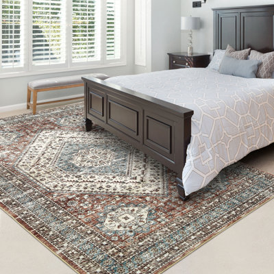 Rectangle Abstract Washable Area Rug