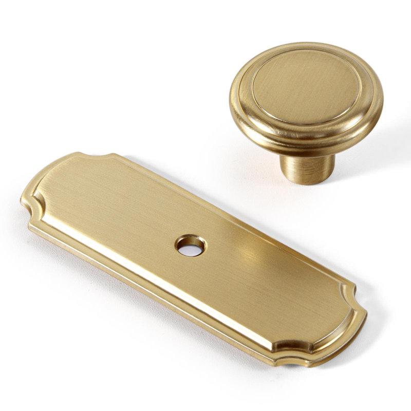 1.14 '' Round Backplate Knob Multipack, Light Brushed Brass