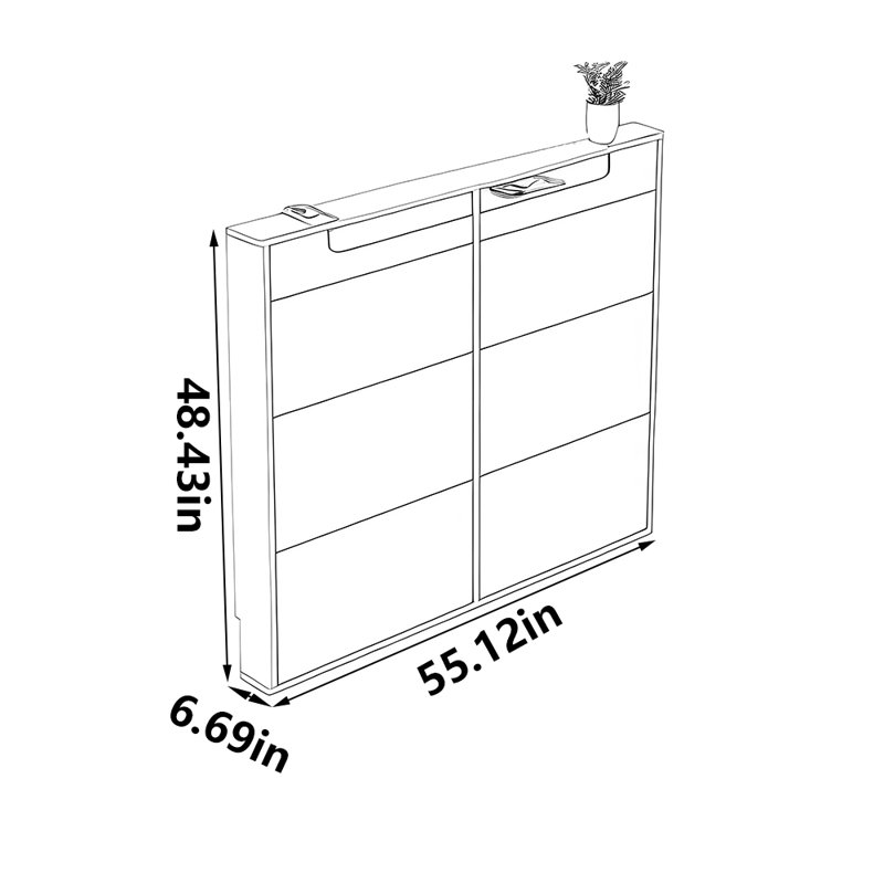 Armoire à chaussures de style français populaire, H 48,43 po x l 55,12 po x P 6,69 po