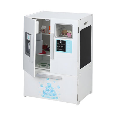 Double-Door Opening Children Play Refrigerator Toy, Simulation Refrigerator Toy with Food Models And Blackboard, Pretend Play Kitchen Playset for Promoting Cognition And Learning Classification Storage
