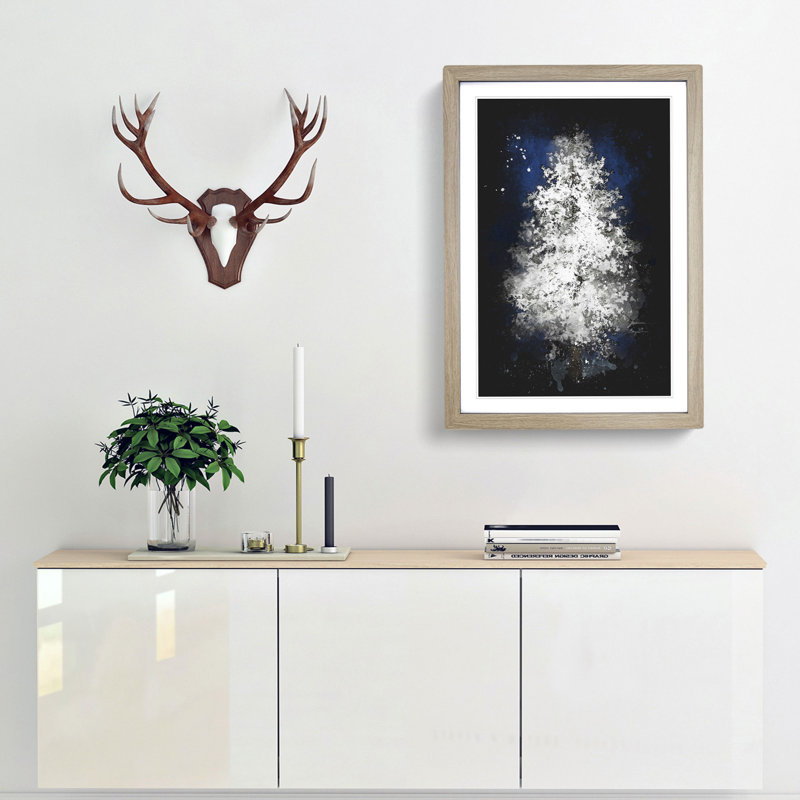 Tree at Winter - Picture Frame Graphic Art Print, 87cm H x 62cm W x 2cm D, Oak Framed