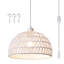 Plafonnier 1 lumière 11,81 po Derica Luminaire suspendu en dôme tissé à brancher avec accents de corde style bohème, cordon de 14,76 pieds-93332383-125559987