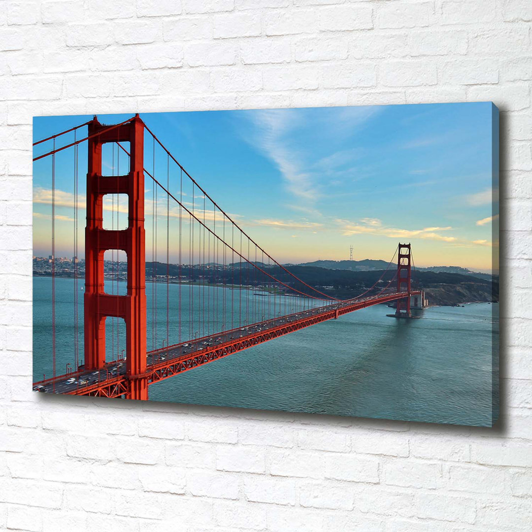 Leinwanddruck - Wandkunst - Drucke auf Leinwand - 100X70 Bildmotiv: San Francisco Brücke