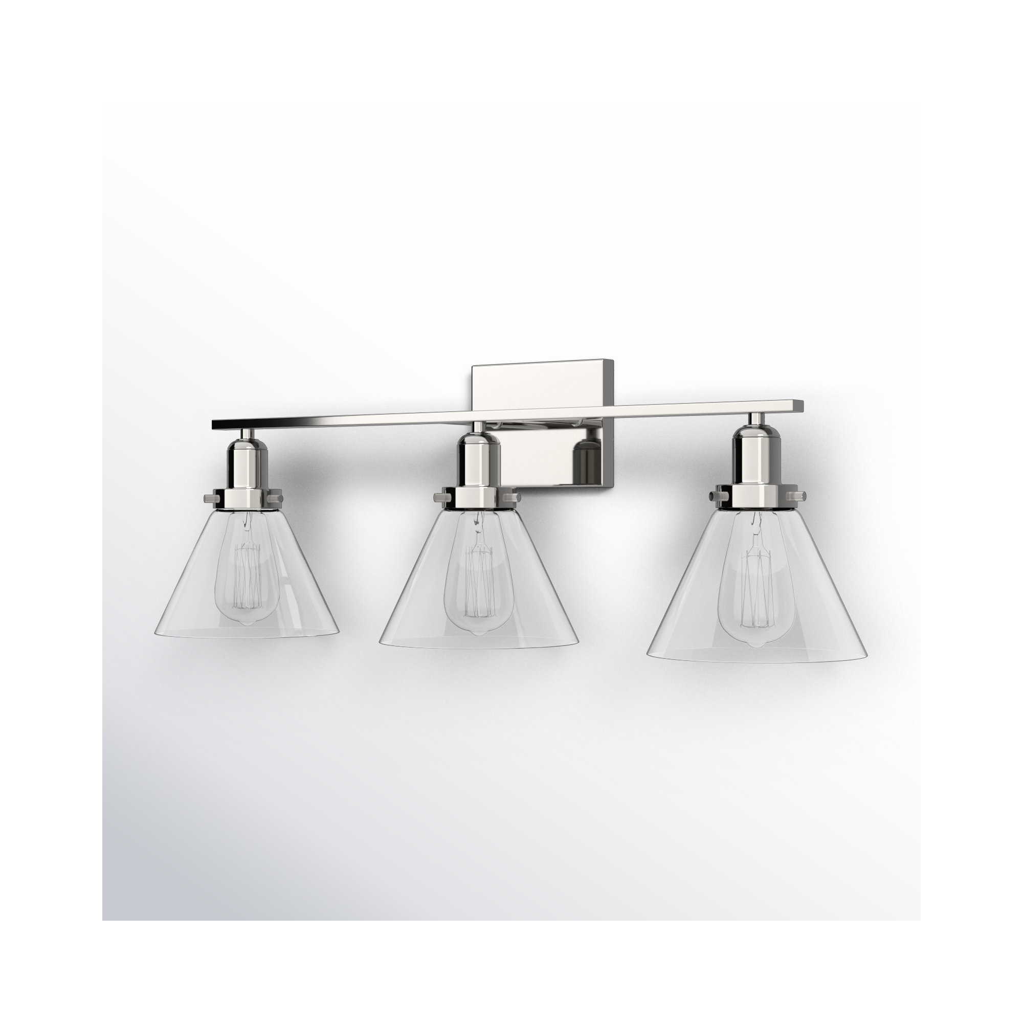 Catalina 3 Light Transparent Dimmable Bath Sconce, Polished Nickel
