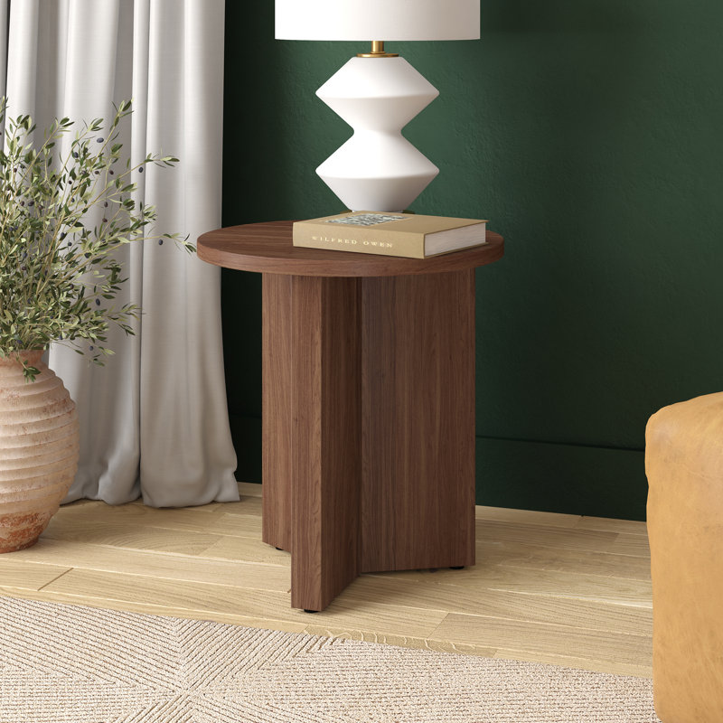 Lauralyn Cross Legs End Table, Satin Walnut