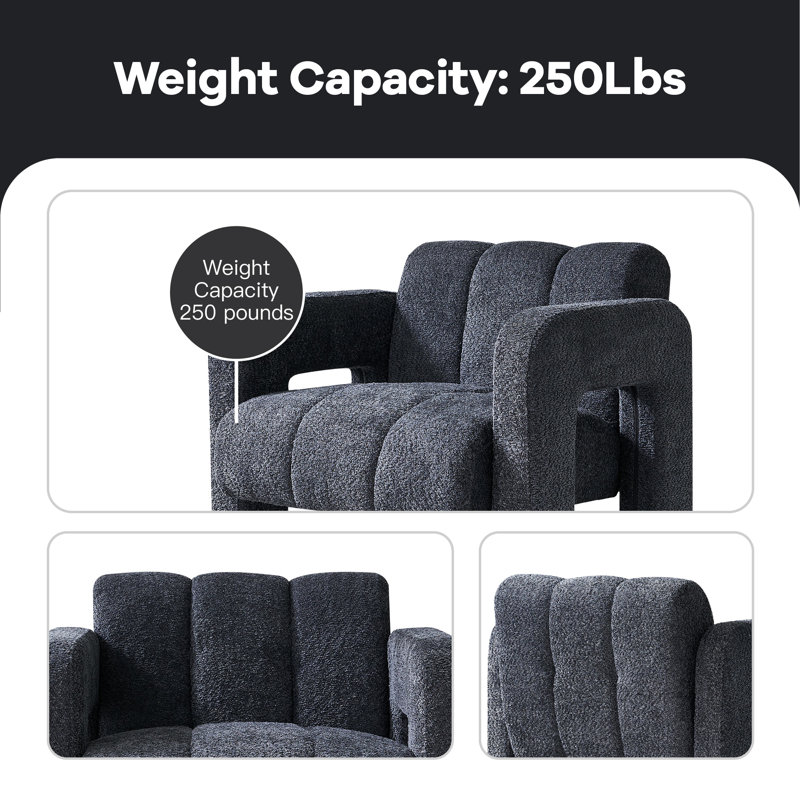 Chaise d'appoint pratique et large rembourrée, Polyester gris foncé