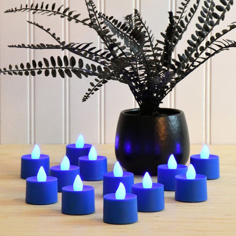 Battery Operated Tea Light Candles - 12 Piece, Blue