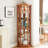 Corner Curio Cabinet With Lighting System, - Toppling Device And Mirrored Back For Antique Collection In Living Room Showcase Lighting, Cherished Belongings Decor