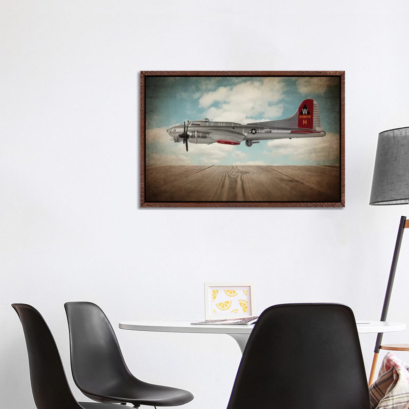 B17 Flying Fortress - Print on Canvas, Classic Brown Wood Framed, 101.6 cm H x 66.04 cm W