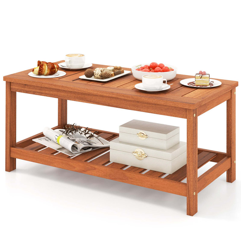 Kymoni Rectangular Solid Wood Outdoor Coffee Table , 18 " W 35.5 " D